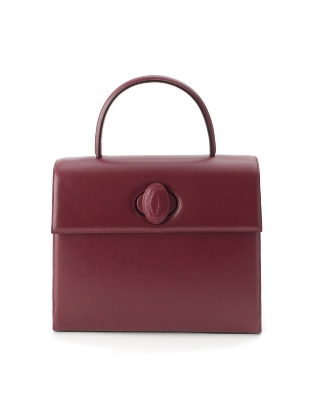 Cartier Must Line Leather Turnlock Top Handle Handbag Bordeaux